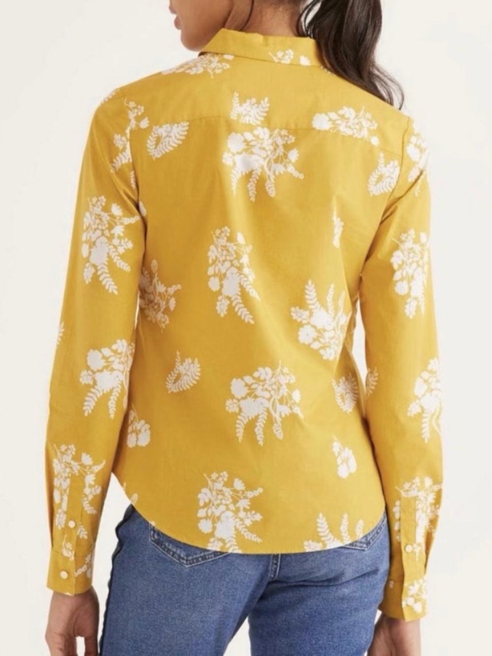 Boden Classic Women’s Mustard Floral Button-Down Oxford Shirt Size 8P - Picture 4 of 9